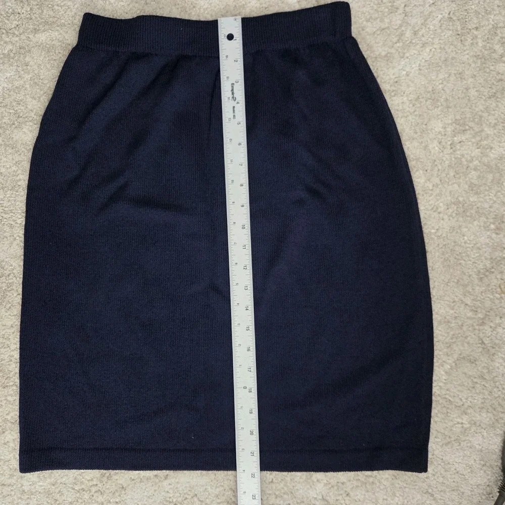 ST JOHN Collection Navy Stretch Santana Knit Classic Straight Pencil Skirt Sz 10